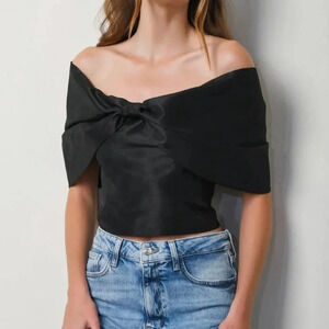 Hutch Georgie Off The Shoulder Black Tafetta Tube Top Size 2